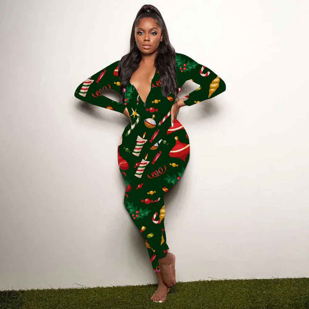 Christmas print jumpsuit