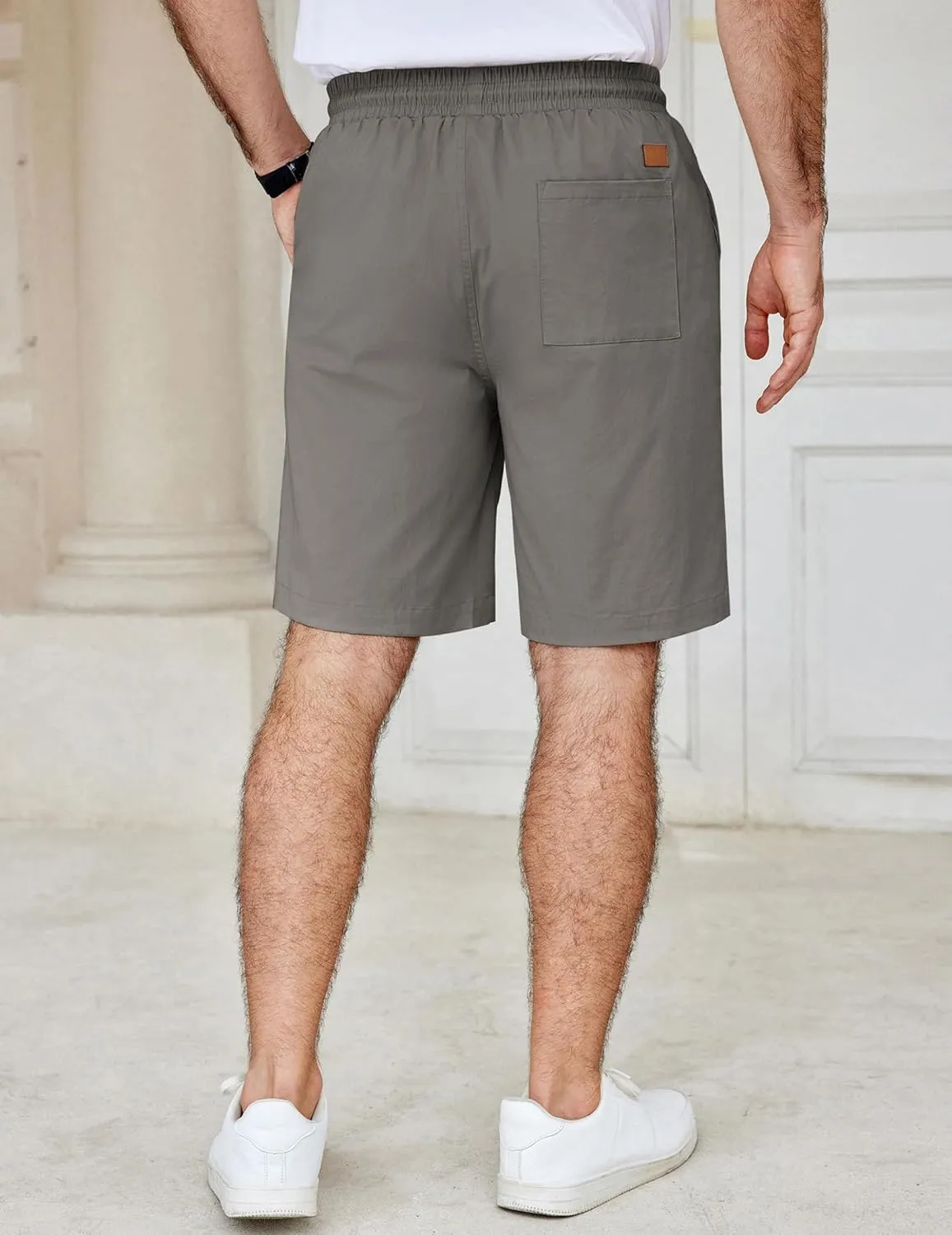 COOFANDY Men's Casual Shorts Cotton Elastic Waist Drawstring Shorts Lightweight Summer Beach Shorts