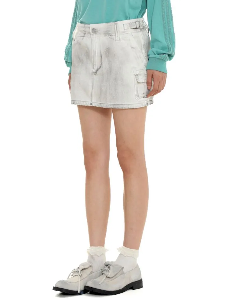 Dirty Hardware Tab Belt Denim Short Skirt【s0000008681】