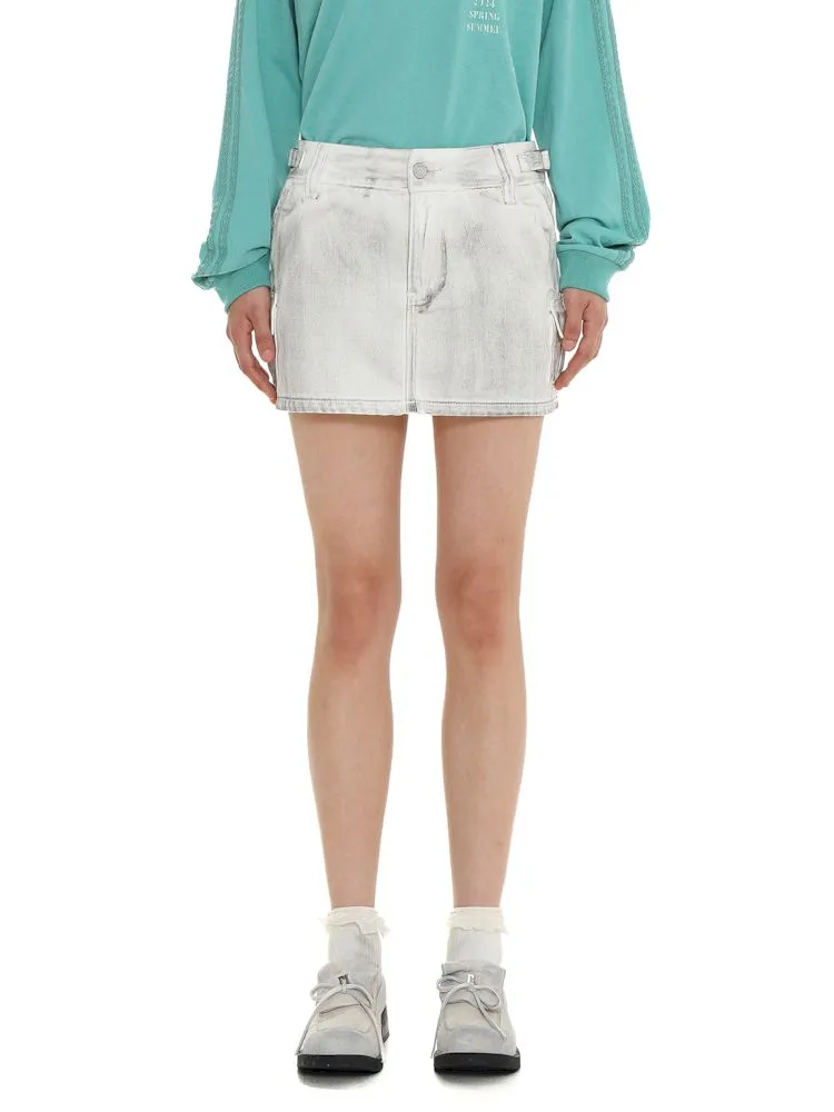 Dirty Hardware Tab Belt Denim Short Skirt【s0000008681】