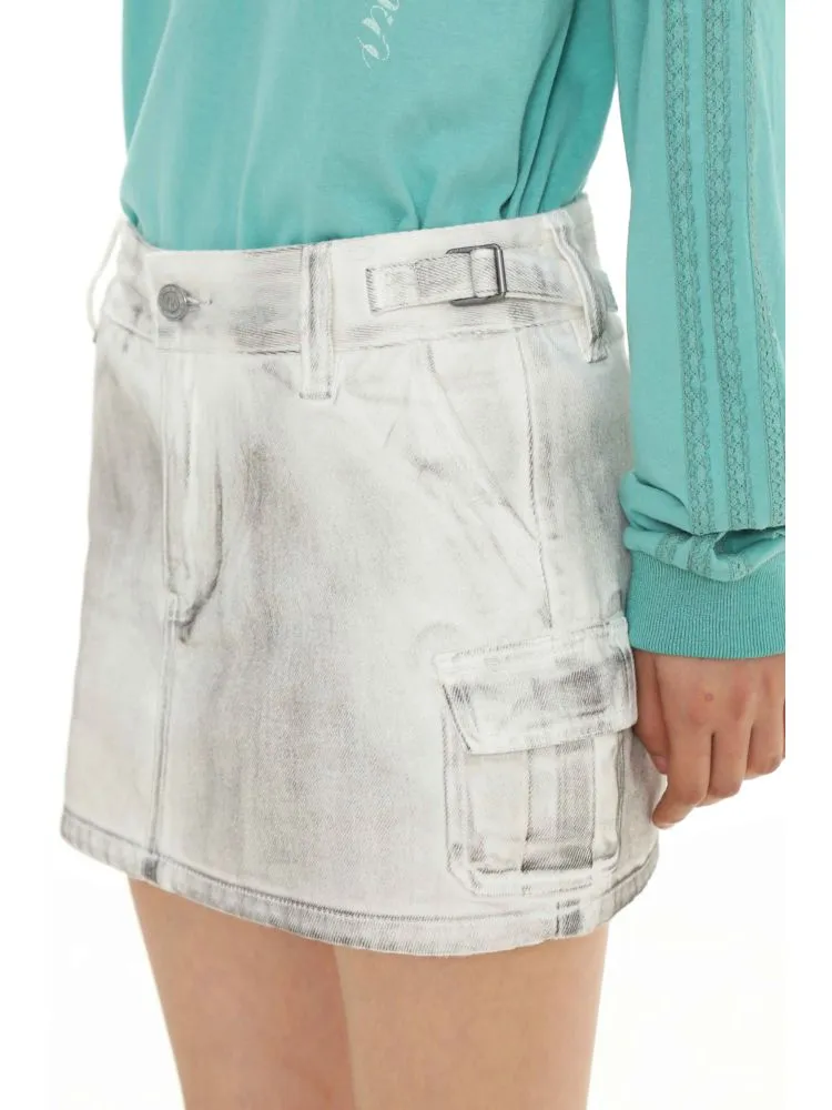 Dirty Hardware Tab Belt Denim Short Skirt【s0000008681】