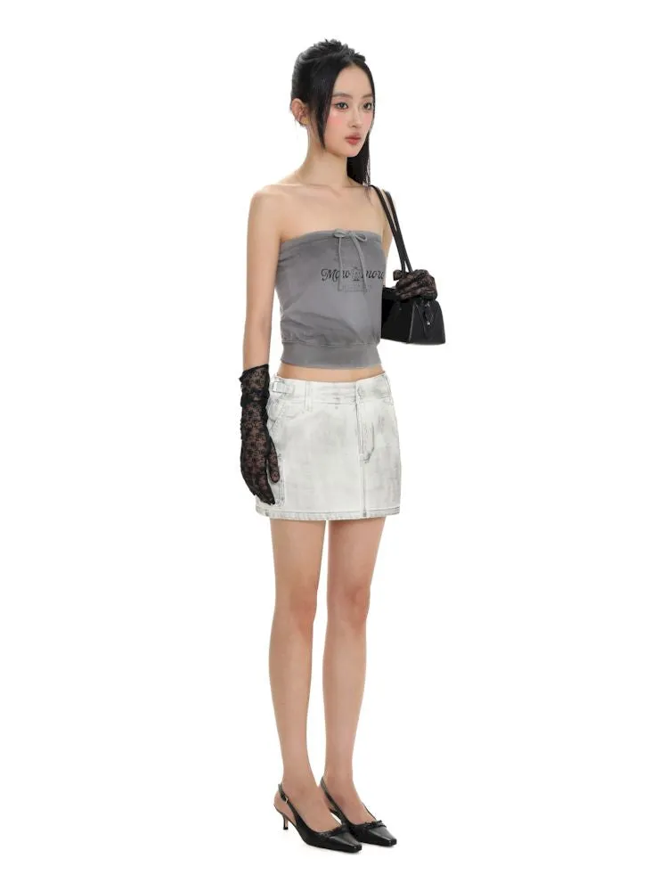 Dirty Hardware Tab Belt Denim Short Skirt【s0000008681】