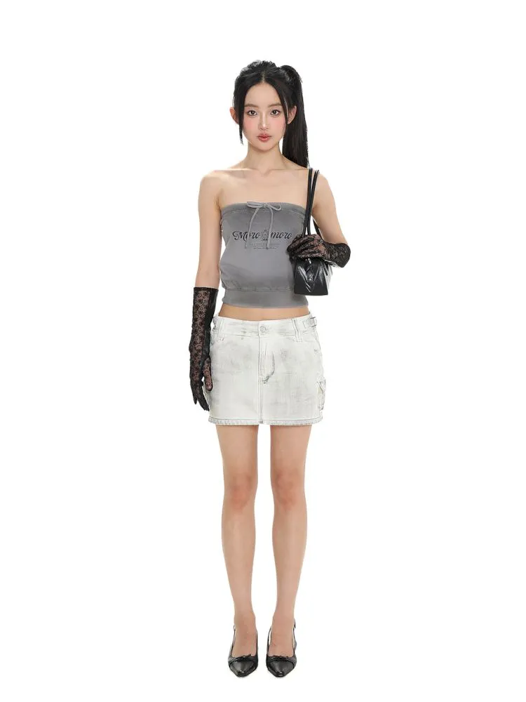 Dirty Hardware Tab Belt Denim Short Skirt【s0000008681】