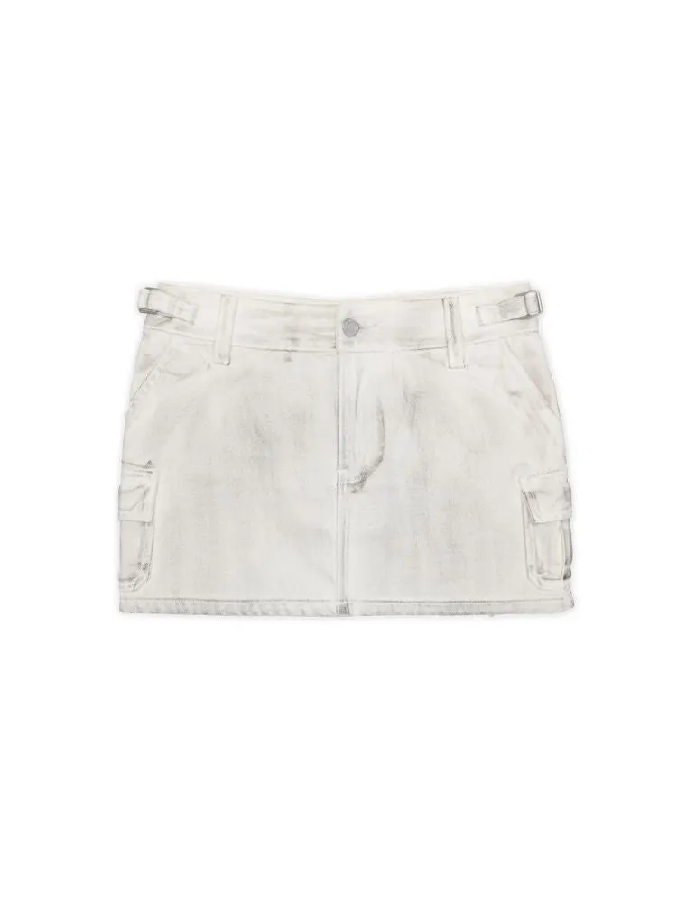Dirty Hardware Tab Belt Denim Short Skirt【s0000008681】