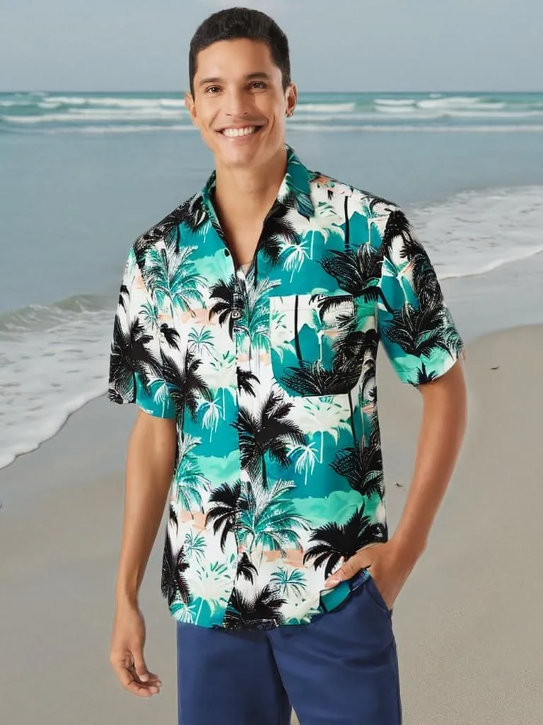 Enlison Men's Hawaiian Shirt Short Sleeve Casual Summer Beach Aloha Shirt Floral Button Down Tropical Hawaii Shirts