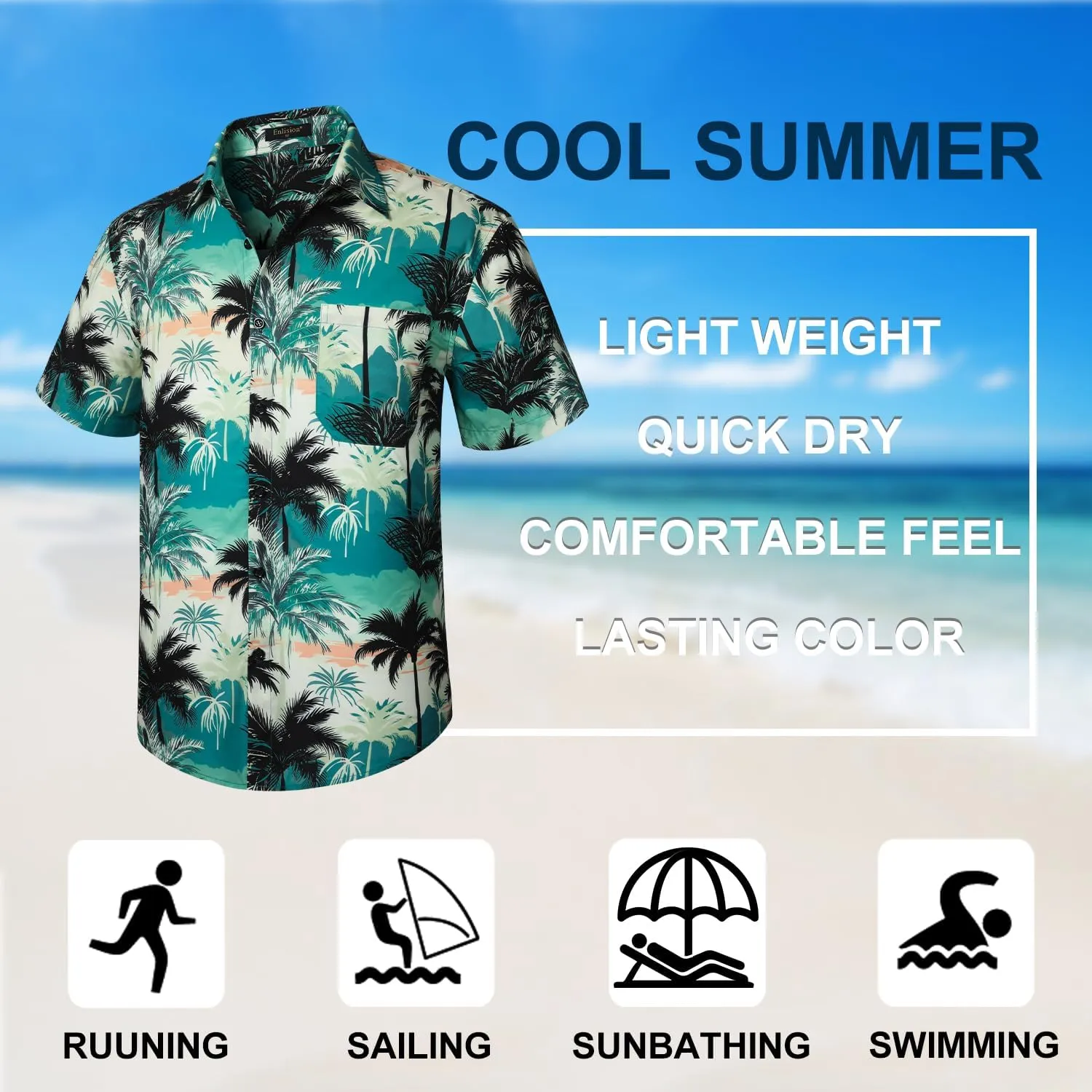 Enlison Men's Hawaiian Shirt Short Sleeve Casual Summer Beach Aloha Shirt Floral Button Down Tropical Hawaii Shirts