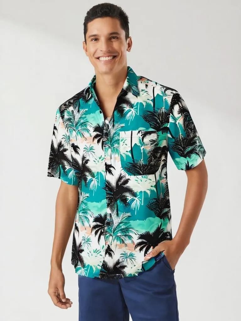 Enlison Men's Hawaiian Shirt Short Sleeve Casual Summer Beach Aloha Shirt Floral Button Down Tropical Hawaii Shirts