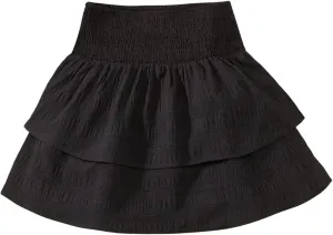 Girl's Tiered Layer Shirred Boho Smocked Skirts Casual Cute High Waisted Pleated Ruffle Flowy Elastic Skirts