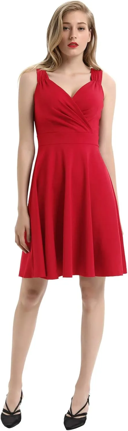 GRACE KARIN Women's Sleeveless Wrap V-Neck A-line Bridesmaid Cocktail Party Dress