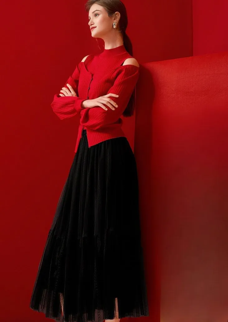 JACQUARD PLEATED CAKE SKIRT