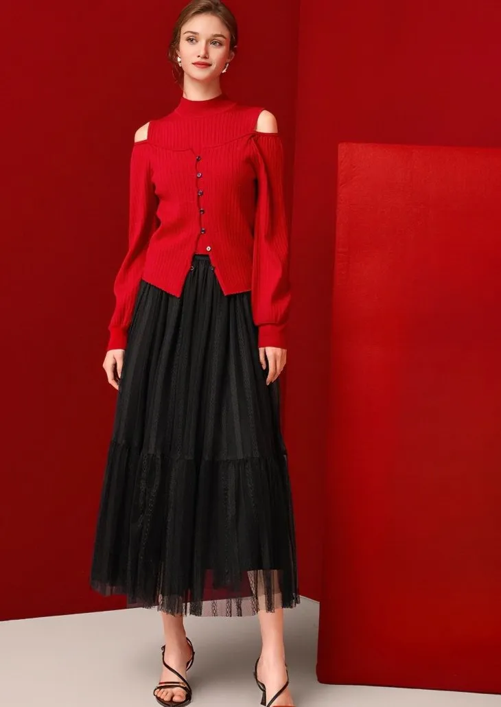 JACQUARD PLEATED CAKE SKIRT