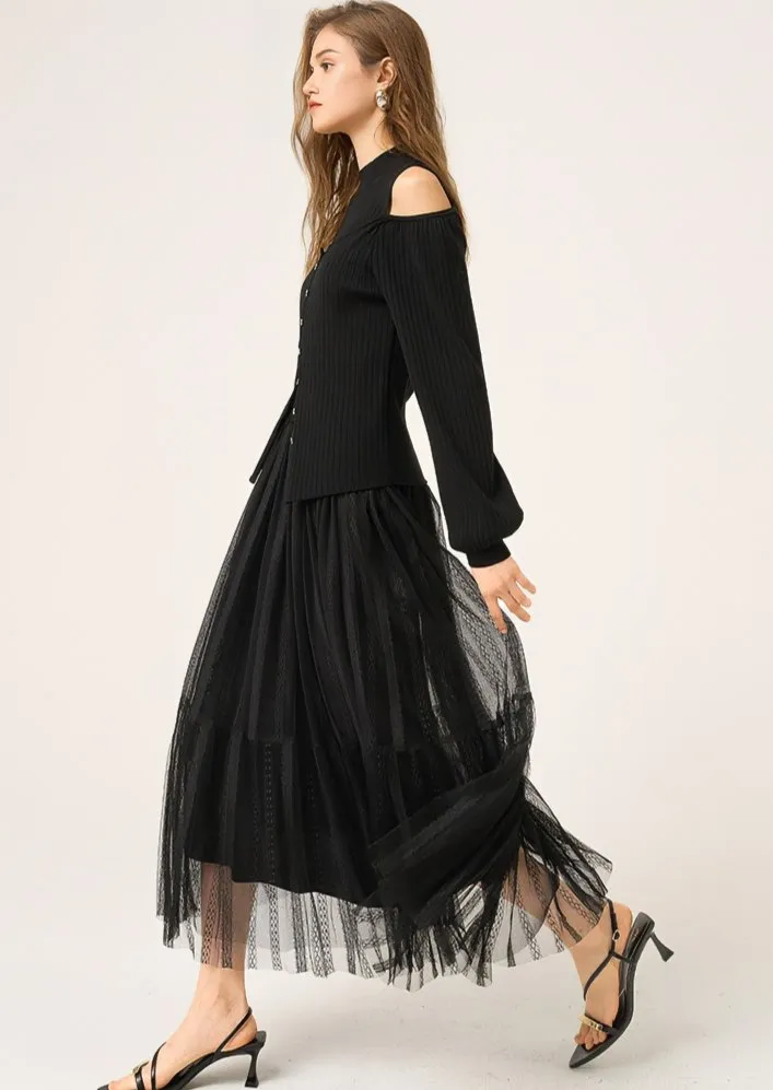 JACQUARD PLEATED CAKE SKIRT