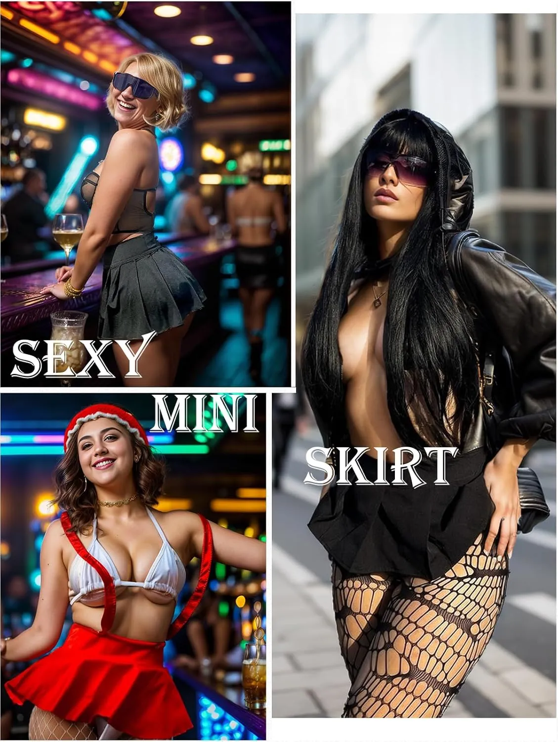 Kepblom Women's Rave Skirt - Micro Skirt Sexy Pleated Mini Skirt for Festival Costumes, Party, Beach