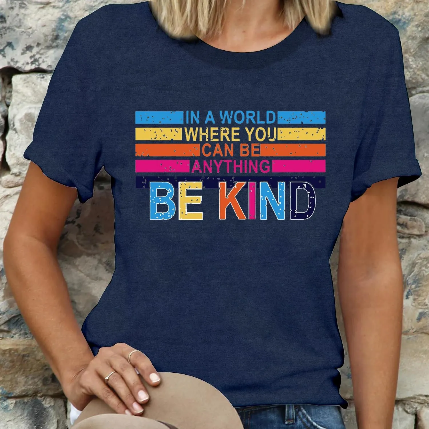LBP Be Kind Shirt for Women Inspirational Kindness Short Sleeve Positive Sayings Teacher T-Shirt