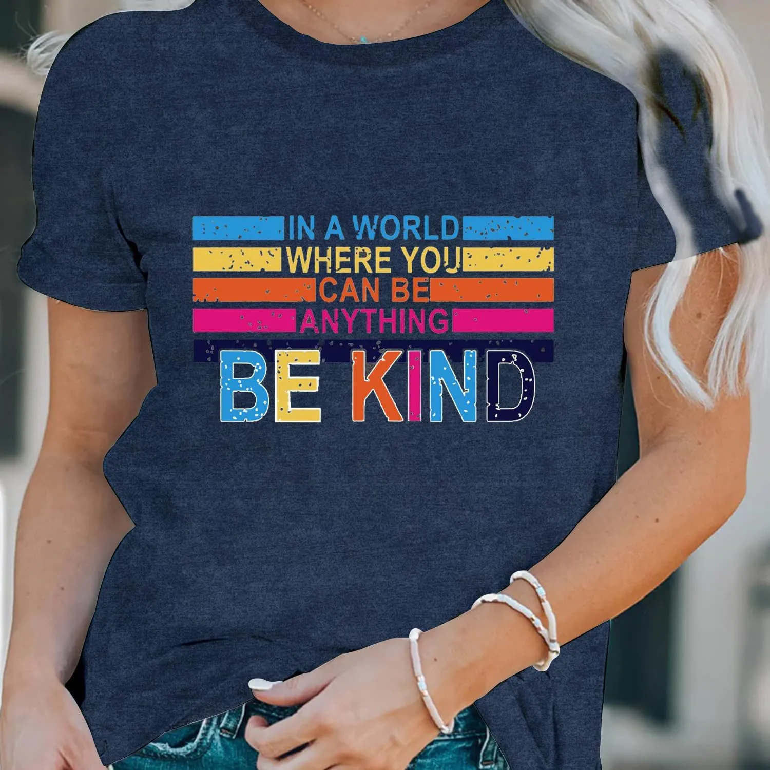 LBP Be Kind Shirt for Women Inspirational Kindness Short Sleeve Positive Sayings Teacher T-Shirt