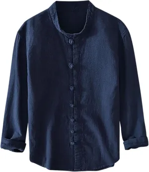 Mens Long Sleeve Linen Shirts Traditional Arts Kung Fu Tai Chi Classic Shirt Blouses Jackets Summer Casual Outfits