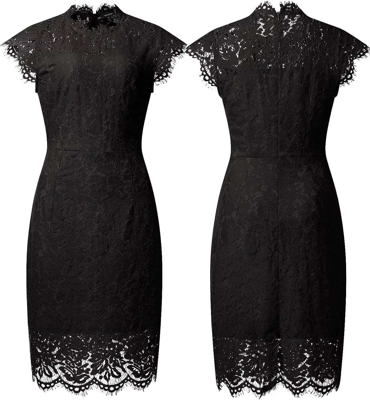 MEROKEETY Women's Sleeveless Lace Floral Elegant Cocktail Dress Crew Neck Knee Length for Party