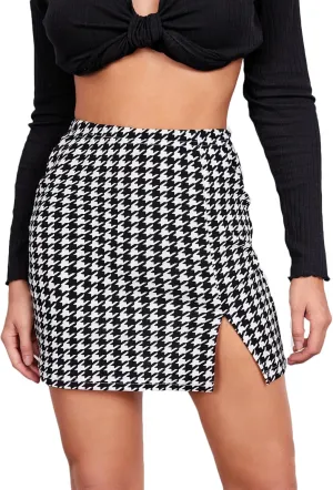 Milumia Women's High Waist Slit Hem Bodycon Mini Skirt Pencil Short Skirt