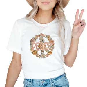Peace Shirt, Peace Sign TShirt, Retro T-Shirt, Inspirational Graphic Tee, Positive Motivational Quote Tee, Peace Sign Tshirt, Hippie Shirt, Boho Shirt, Peace, Love, Flowers Floral Graphic Peace Shirt