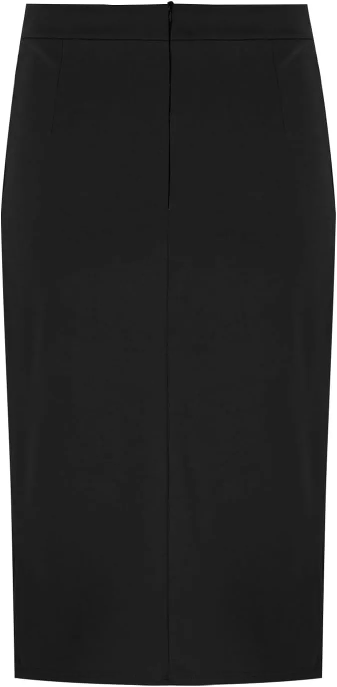 Pencil Skirts for Women Solid Elastic High Waist Below Knee Bodycon Skort Casual Business Office Work Slim Fit Skirt