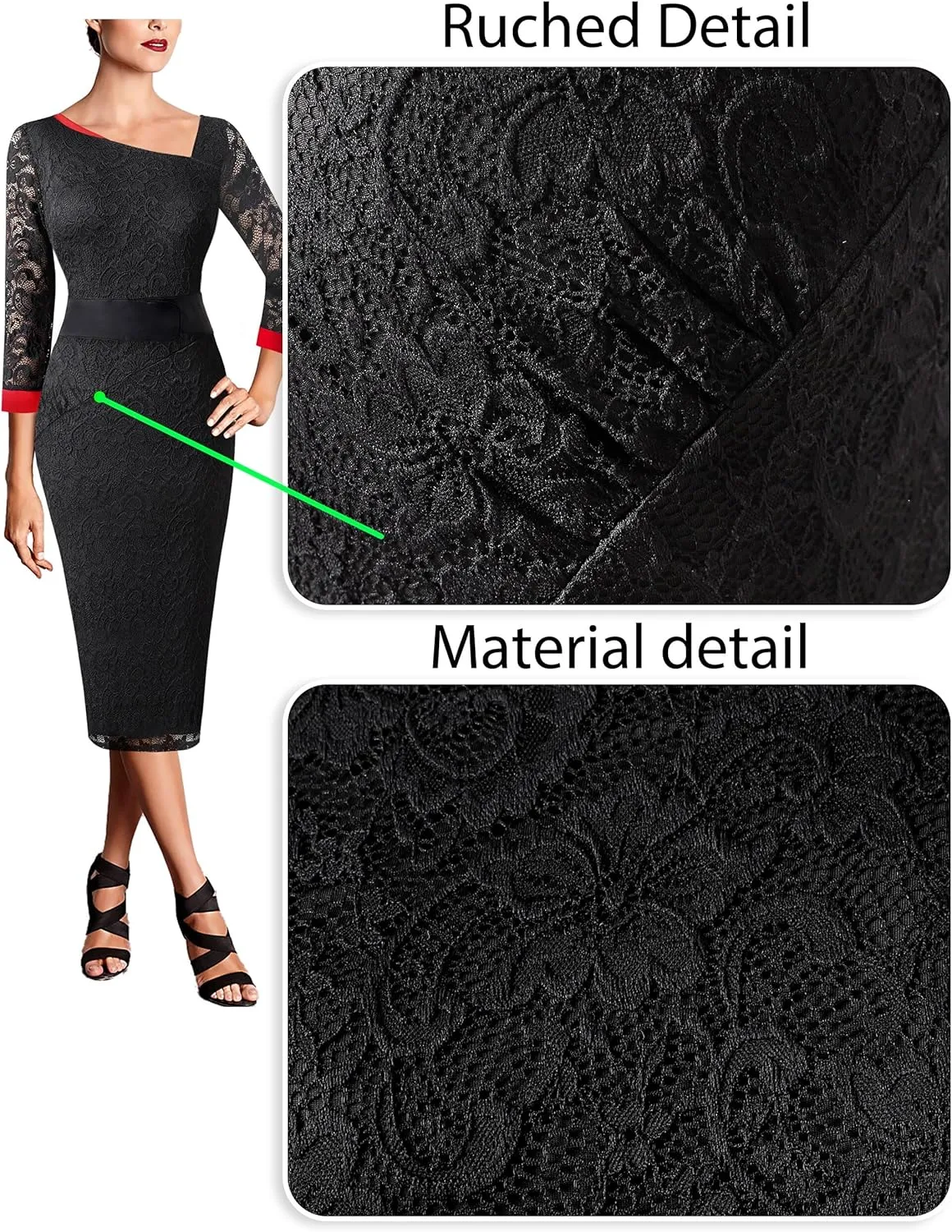 VFSHOW Womens Vintage Asymmetrical Neck Work Business Party Sheath Dress