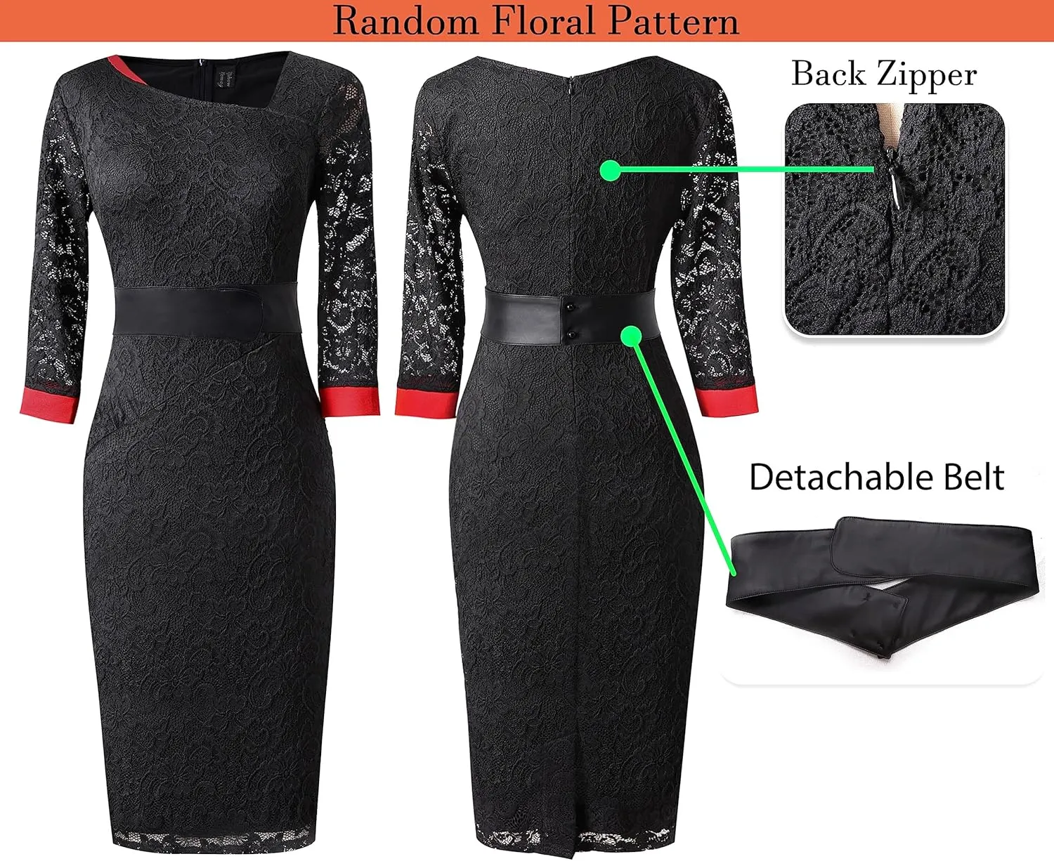 VFSHOW Womens Vintage Asymmetrical Neck Work Business Party Sheath Dress