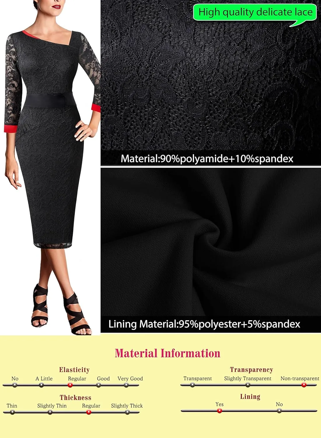 VFSHOW Womens Vintage Asymmetrical Neck Work Business Party Sheath Dress
