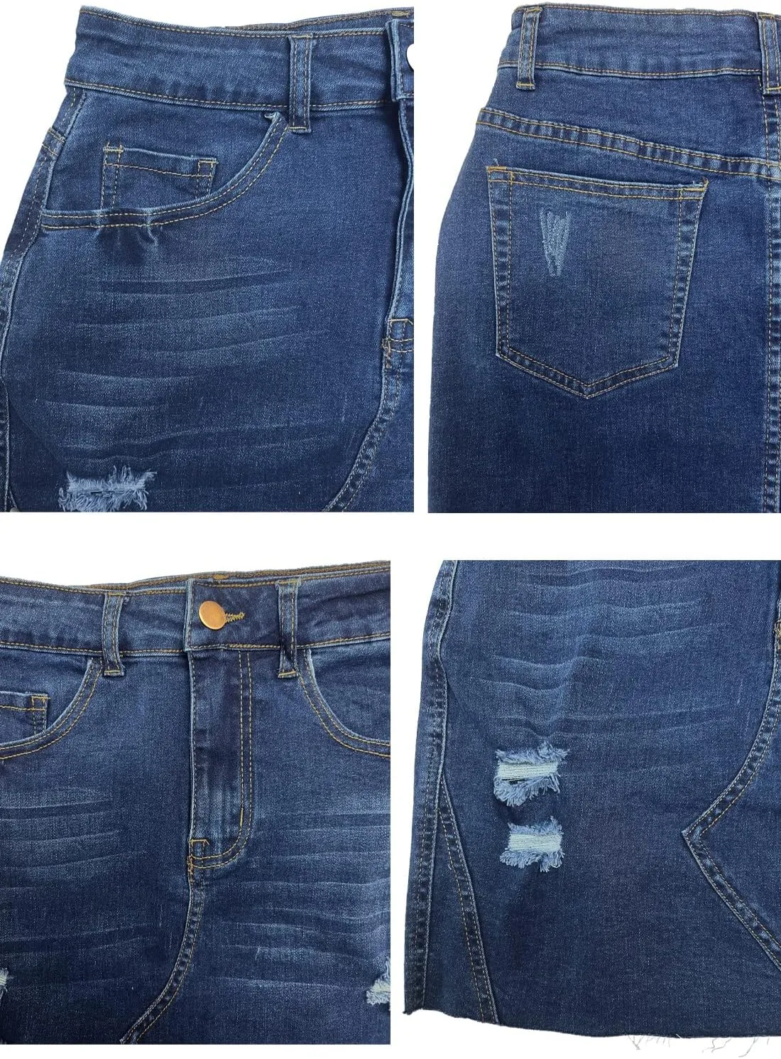 Women's Jean Mini Skirt High Waist Above Knee Length Bodycon Vintage Pocket Denim Summer Short Skirts for Women